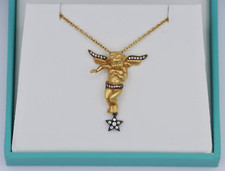 18K Yellow Gold & Black Rhodium Designer NEDA BEHNAM Angel Diamond Necklace 18"