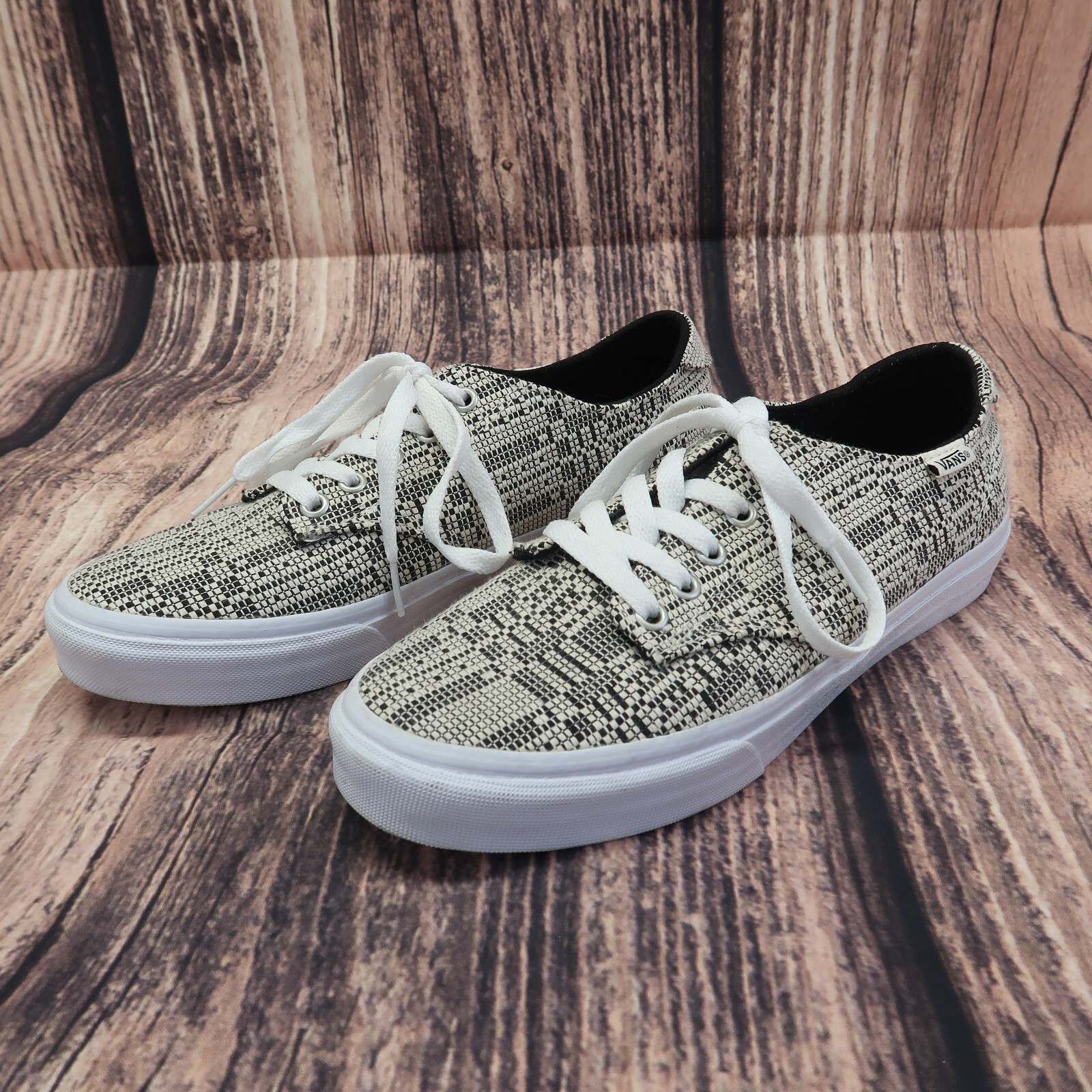 Vans Ultracush Camden Optical Woven Deluxe Womens Size 9 Black Beige Skate  Shoes | eBay