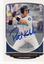SIGNED BASEBALL CARD AUTO SEATTLE MARINERS PATRICK KIVLEHAN BOWMAN 2013 #92