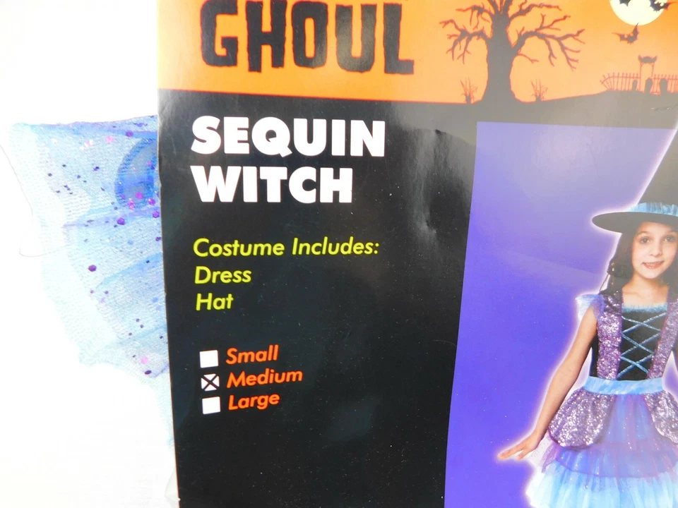 Disfraz de bruja de lentejuelas para niña Halloween - 8-10 mediano #A252 Foto 4 de 4