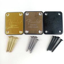 Electric Guitar Neck Plate For Fender Strat Tele Engraved Fender Logo GD/SS/BK