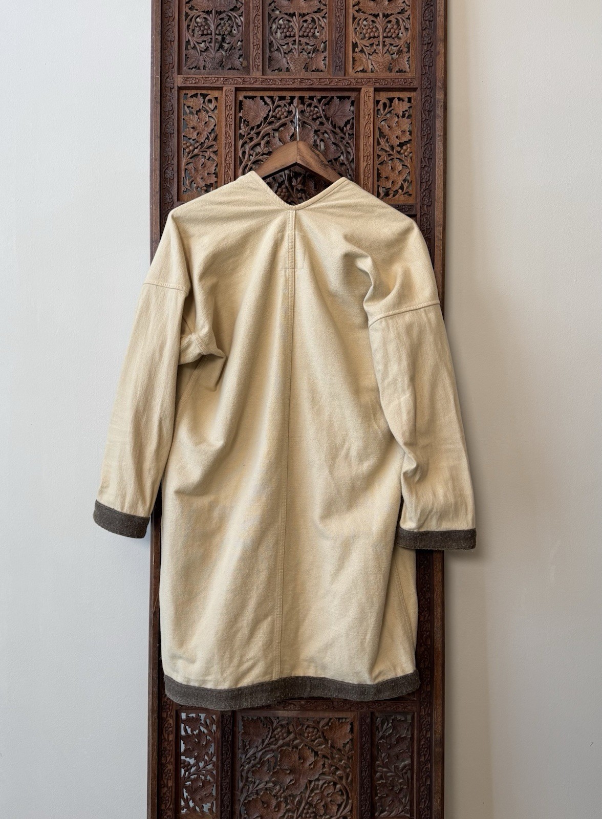 Visvim Sanjuro Coat Cream Brushed Cotton Flannel Wool Linen Trim Size 2 Japan - second product detail image