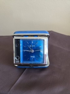 Vintage Bulova Travel Quartz Lite Alarm Clock with Case Tested Running Good