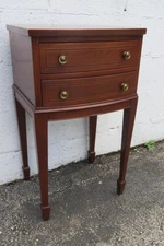 Tall Bow Front Inlay Mahogany Nightstand Side End Table 6163