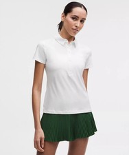Lululemon Women  s Polo Sz 8 White Quick dry Preppy Tennis Golf Athletic NWT