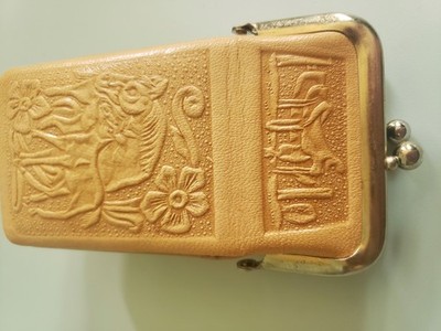 Vintage Leather Cigarette Case Horses Hand Tooled Mexican Clasp Western