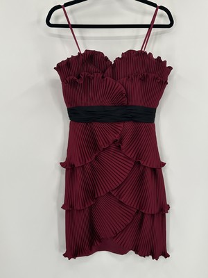 max and cleo red dress Max and Cleo Mari Silk Mini Dress Womens Red Black Strapless Lined Size 12