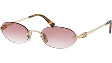 MIU MIU MU A54S ZVN70O Pale Gold Pink Gradient Oval Rimless Sunglasses AUTHENTIC