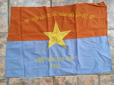  VIET CONG 1966 LIBERATE CAM RANH US NAVY BASE BATTLE FLAG