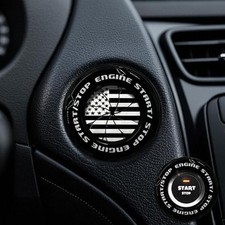 Push Start Button Cover, Engine Start Stop Button- B-Rotary-American Flag-Black