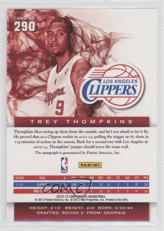 2012-13 Panini Contenders Rookie Trey Thompkins #290 Rookie Auto RC - Image 2 of 2