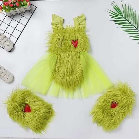 Newborn Baby Girls Grinch Christmas Costume - Image 2 of 4