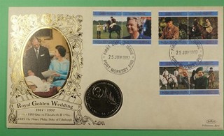 DR WHO 1997 PAPUA NEW GUINEA FDC QEII WEDDING ANIV COIN/MEDALLIC CACHET LR62600