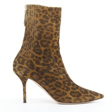 AQUAZZURA Montmartre brown leopard print sued...