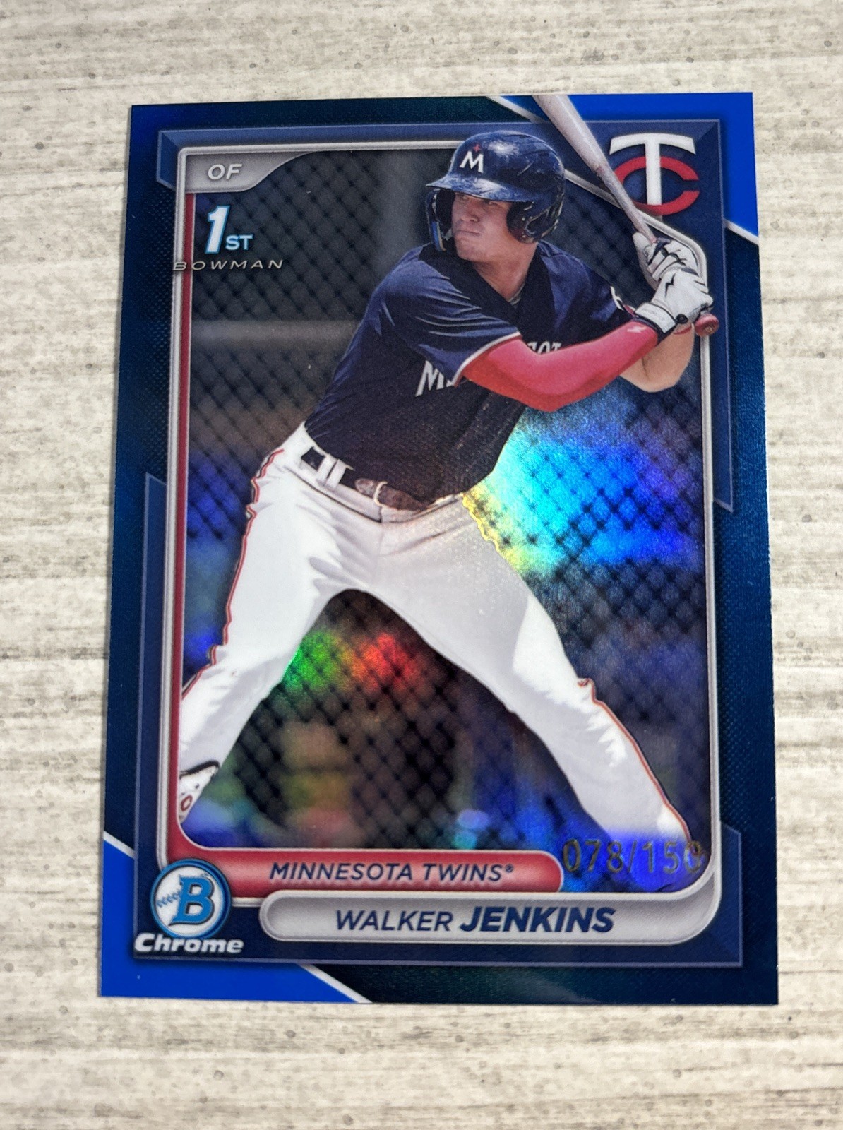 Walker Jenkins 2024 Bowman Chrome /150 TRUE BLUE REFRACTOR 1ST TWINS #43