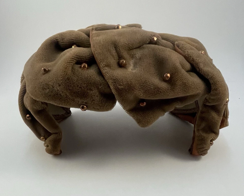 复古铆钉时尚 Fascinator Union Made 棕色丝绒天鹅绒 — 第 3/4 张图片