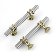 10 Pack 3 Cabinet Handles Brushed Nickel Gold Drawer Pulls for Kitchen Cabin...