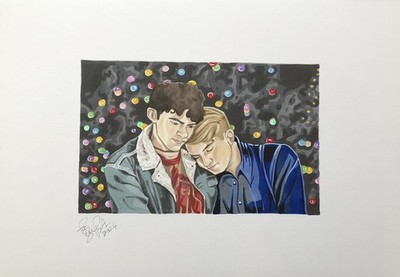 Heartstopper A4 Illustration -Original Art Nick & Charlie . Joe Locke Kit Connor