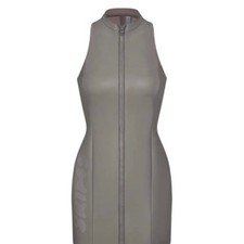 SKIMS Size XXS RUBBERIZED SCUBA SWIM MOCK NECK DRESS GREY CHALK NWT GRAY KIM K