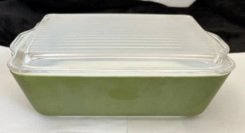 Vtg PYREX  VERDE GREEN 1.5 qt Refrigerator Dish 503-B + Glass Lid 503-C