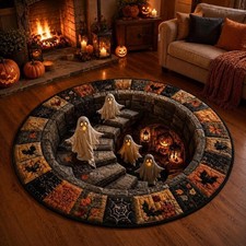 3D Halloween Rug, Ghost Carpet 2, Novelty Ghost Skeleton, 24 Inches