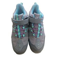 Merrell Hilltop Mid Quick Hiking Gray Blue Waterproof Shoe Girl Size 5M Women 7