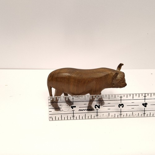 Vintage ręcznie rzeźbiona drewniana bawolia wodna sztuka ludowa posąg figura rzeźba  - Zdjęcie 6 z 7