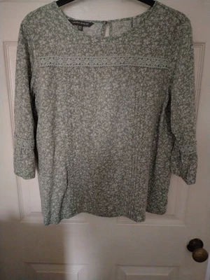 LAURA ASHLEY Summer Top Size 16, Safe Green Ditsy Print - Image 1 of 4