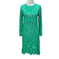 ASOS Green Lace Midi Dress Long Sleeve Cocktail Party Women's Size 4