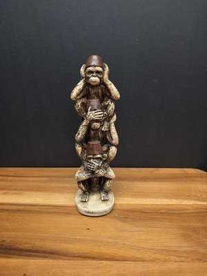 Vtg Galveston Island Tx Souvenir See No Hear No Say No Evil Figurine Totem