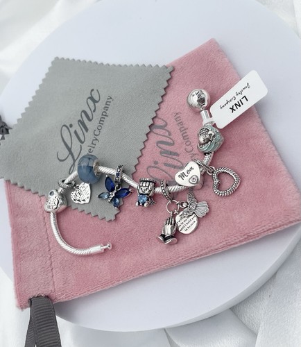 Linx Silver Snake Chain Bracelet with Son In Heaven Themed Charms - Picture 2 of 7