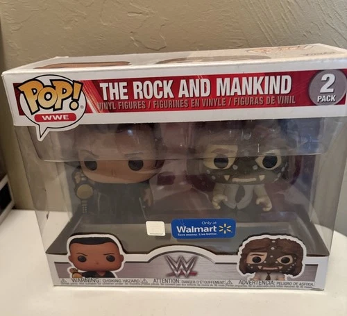 Funko POP! The Rock And Mankind 2 Pack Vinyl Figures WWE Walmart Exclusive New