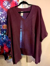 Match Point Linen Kimono Tunic Oversized  Pre Owned M Plum final sale 52 bust