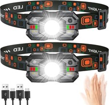 LED Head Torch Rechargeable ,【2 Pack】Super Bright 2000LM Headlamp, 2 packs 