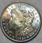 Uncirculated 1921-P Morgan Silver Dollar, Beautiful, Iridescent Toner.