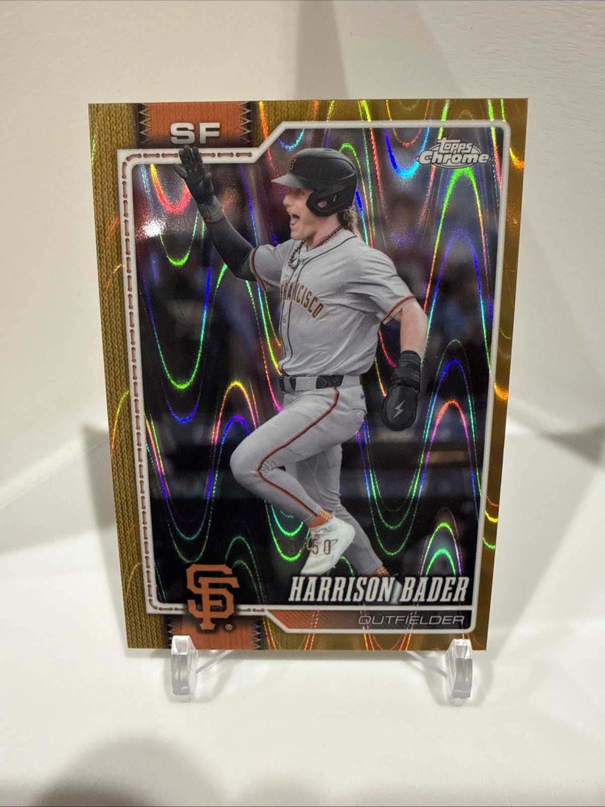 2026 Topps Chrome Harrison Bader Gold Raywave /50 San Francisco Giants