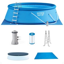 Intex 15ft x 48in Easy Set Above Ground Inflatable Pool w/ Pump and Solar Cover