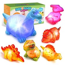Baby Bath Toys for Toddlers 1-5, 6 Packs Light Up Floating Dinosaur Toys for