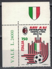 MILAN SCUDETTO CAMPIONATO DI CALCIO 1991 - 1992.  FRANCOBOLLO  NUOVO ANNO 1992