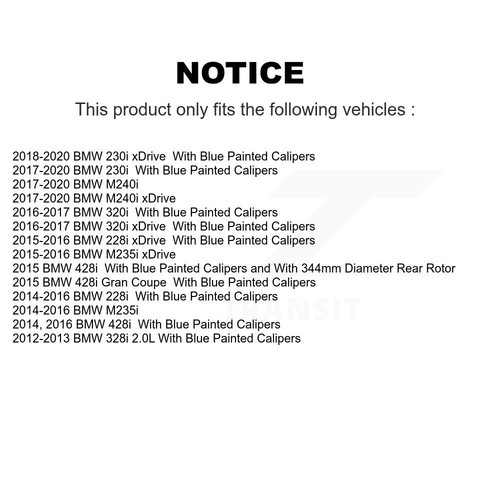 Rear Coated Brake Rotor Ceramic Pad Kit For BMW 328i 428i 320i xDrive 228i M235i - Picture 2 of 5