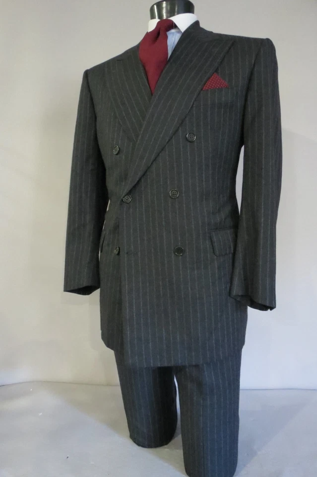 Traje Luciano Barbera Sartoriale Mezcla Lana Cachemira 6 en 2 Doble Botonadura 46 R Foto 3 de 4