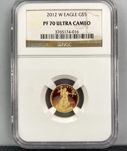 2012 W US Mint 1/10th ozt Proof $5 Gold eagle Coin NGC PF70 U.Cameo L24473