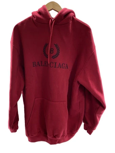 BALENCIAGA Felpa con Cappuccio XS Cotone ROSSO 556143 TDV52 Usata