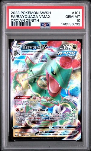 2023 POKEMON SWORD AND SHIELD CROWN ZENITH #101 RAYQUAZA VMAX PSA 10