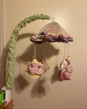 Vintage OshKosh Baby Musical Crib Mobile Fabric Dresses Pastel Nursery Decor