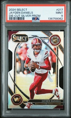 2024 Panini Select #217 Jayden Daniels Die-Cut Silver Prizm PSA 9