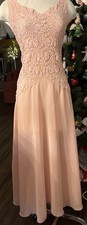 Vintage 90s Y2K Light Pastel Peach Victorias Secret Silk Maxi Slip Dress Lace M