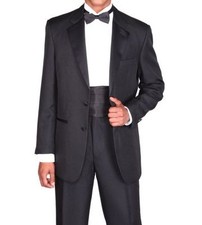 Men's Two Button Stylish Tuxedo Suit T702 Black  White Size 36S - 56L