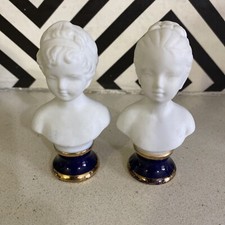 pair of Small pretty capodimonte parian ware busts
