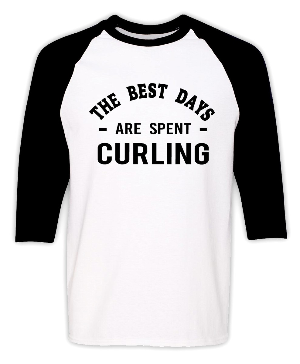 Curling Player Raglan T Shirt Funny Curling Coach Birthday Christmas Gift  Tee